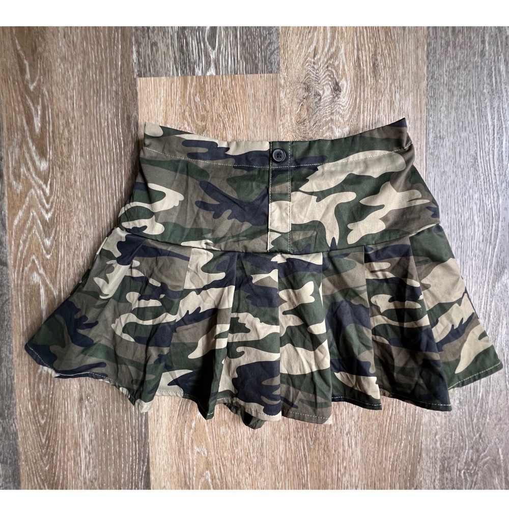 Camo Pleated Mini Skirt Women S Green Brown Woodland Military Aesthetic